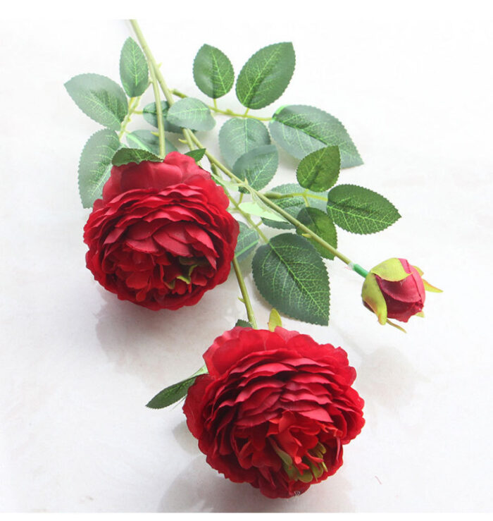 European-Style 3-Head Peony – Artificial Flower for Decor - Image 2