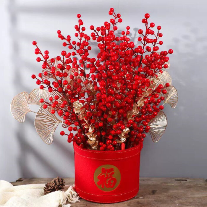 Holly Red Fruit Artificial Flower – New Year Decoration