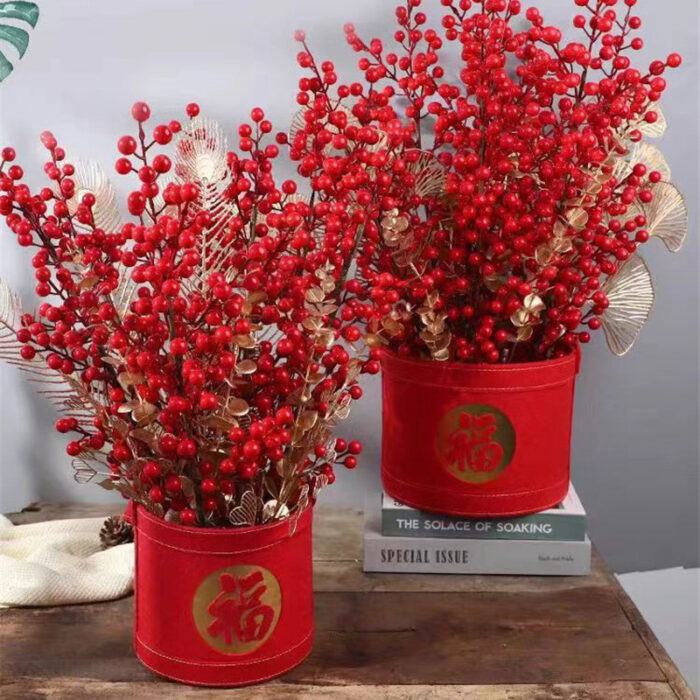 Holly Red Fruit Artificial Flower – New Year Decoration - Image 4