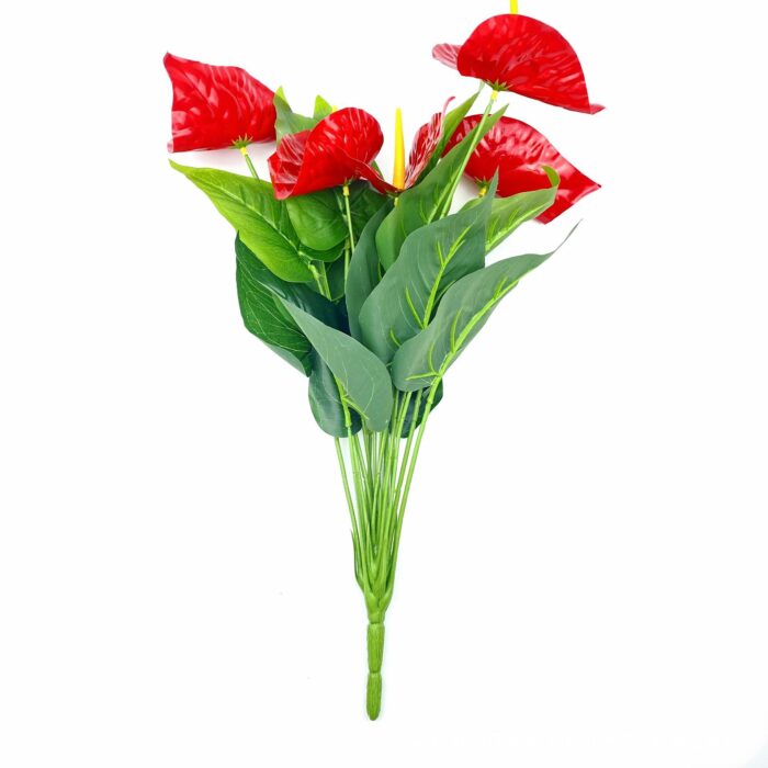 Red Palm & Green Rose Artificial Plant – Indoor/Outdoor Decoration - Image 3