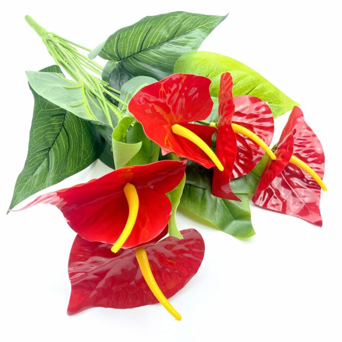 Red Palm & Green Rose Artificial Plant – Indoor/Outdoor Decoration - Image 2