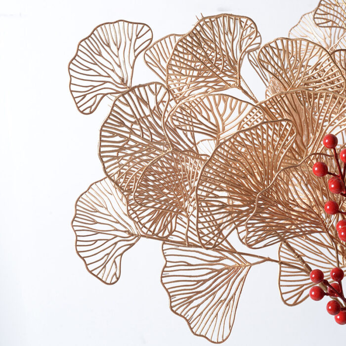 Artificial Ginkgo Leaf Golden Flower – Home & Wedding Decor - Image 3