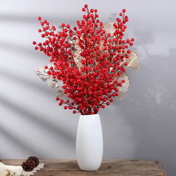 Holly Red Fruit Artificial Flower – New Year Decoration - Image 3