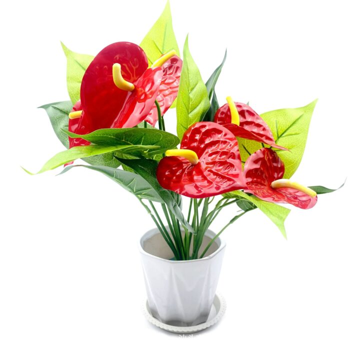 Red Palm & Green Rose Artificial Plant – Indoor/Outdoor Decoration